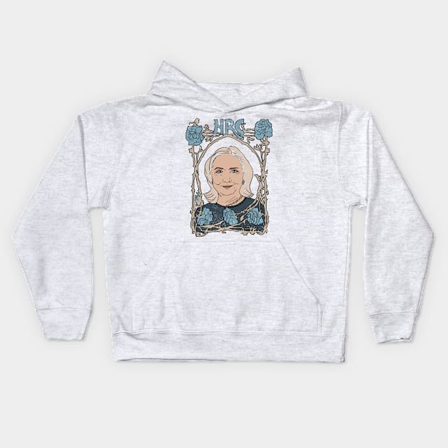 Hillary Clinton Art Nouveau Poster Kids Hoodie by Annelie